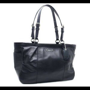 Vintage Coach Black Leather East West Gallery Tote F17721